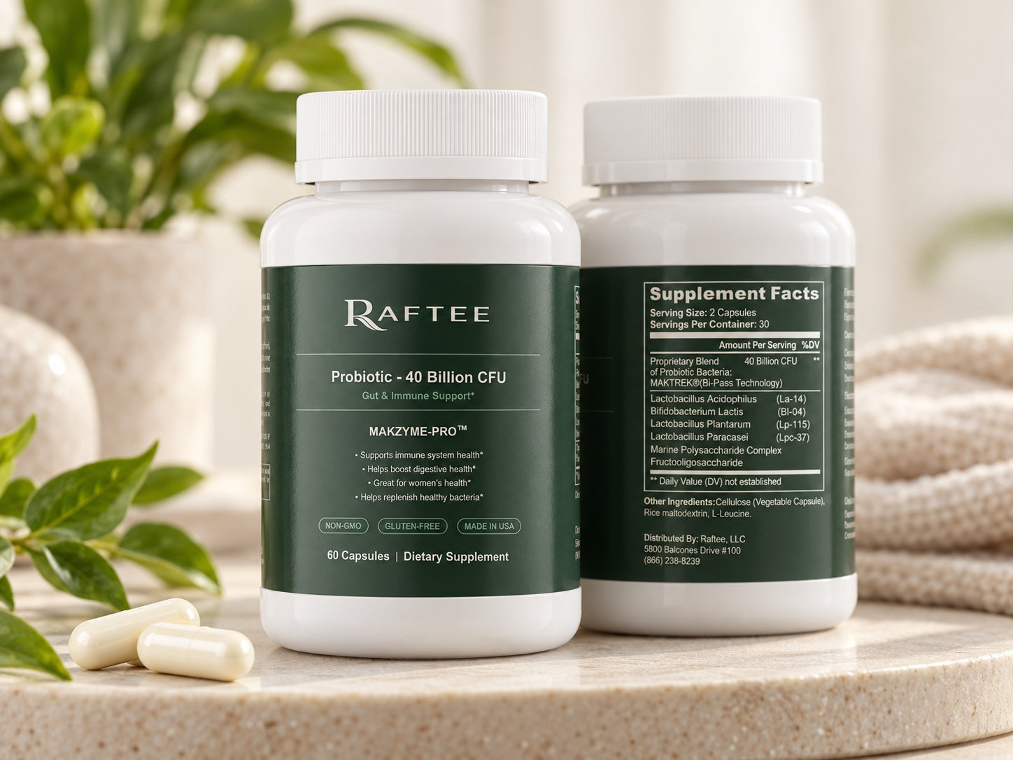 Raftee Probiotic 40 Billion label details