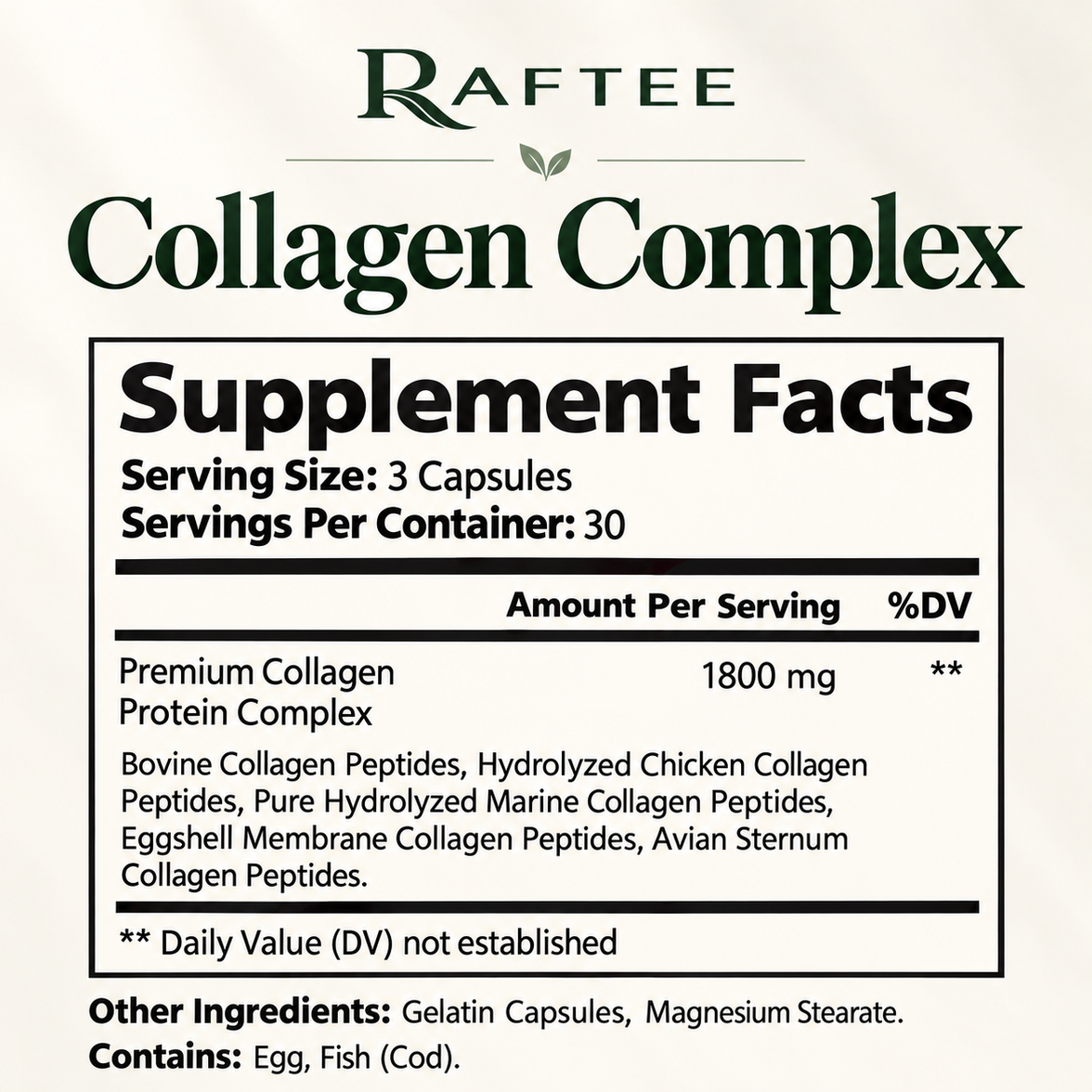 Raftee Collagen Complex Supplement Facts