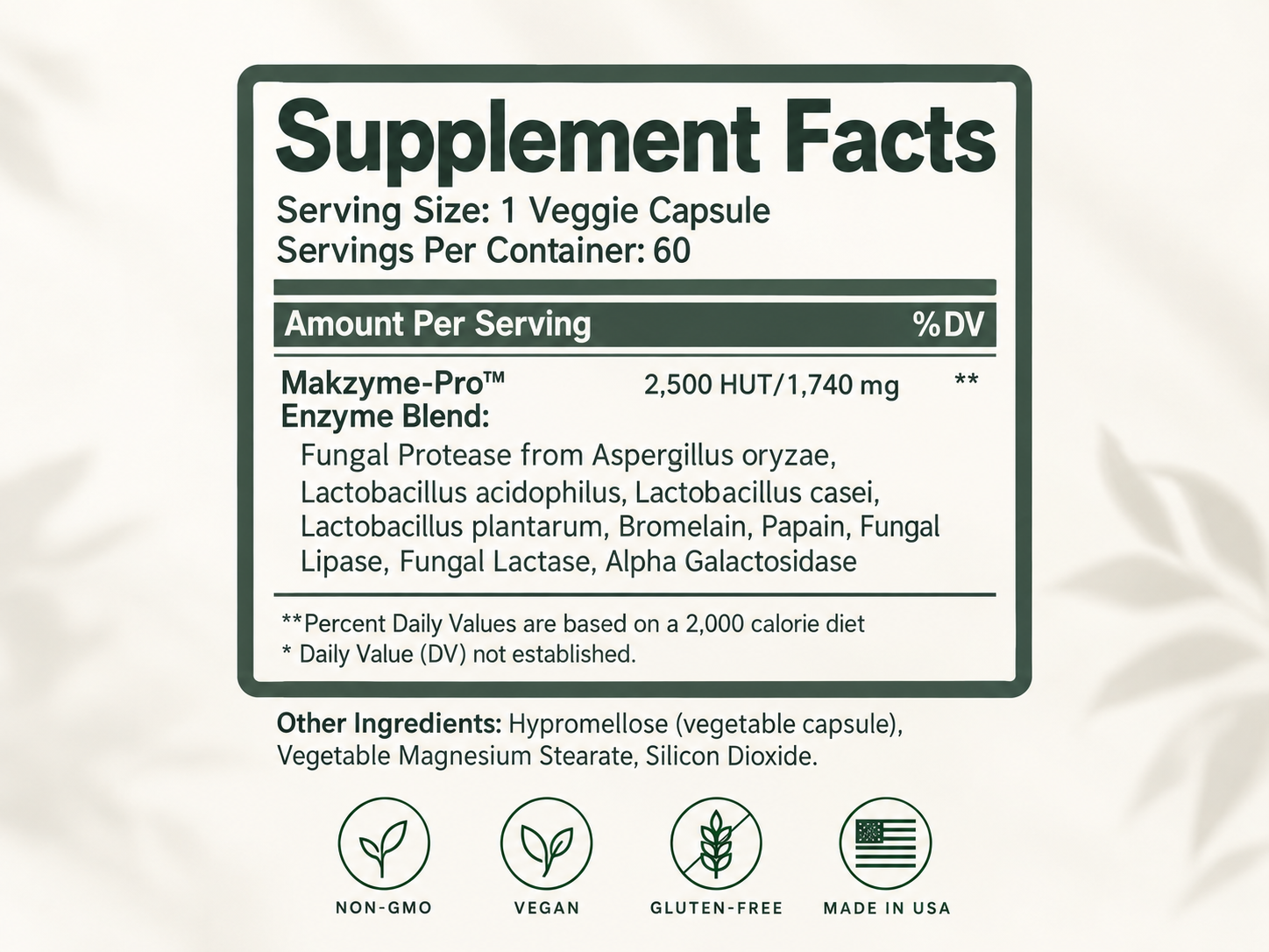 Raftee Digestive Enzyme — Supplement Facts