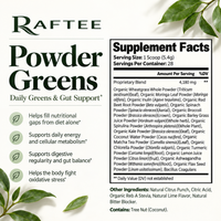 Raftee Powder Greens Supplement Facts