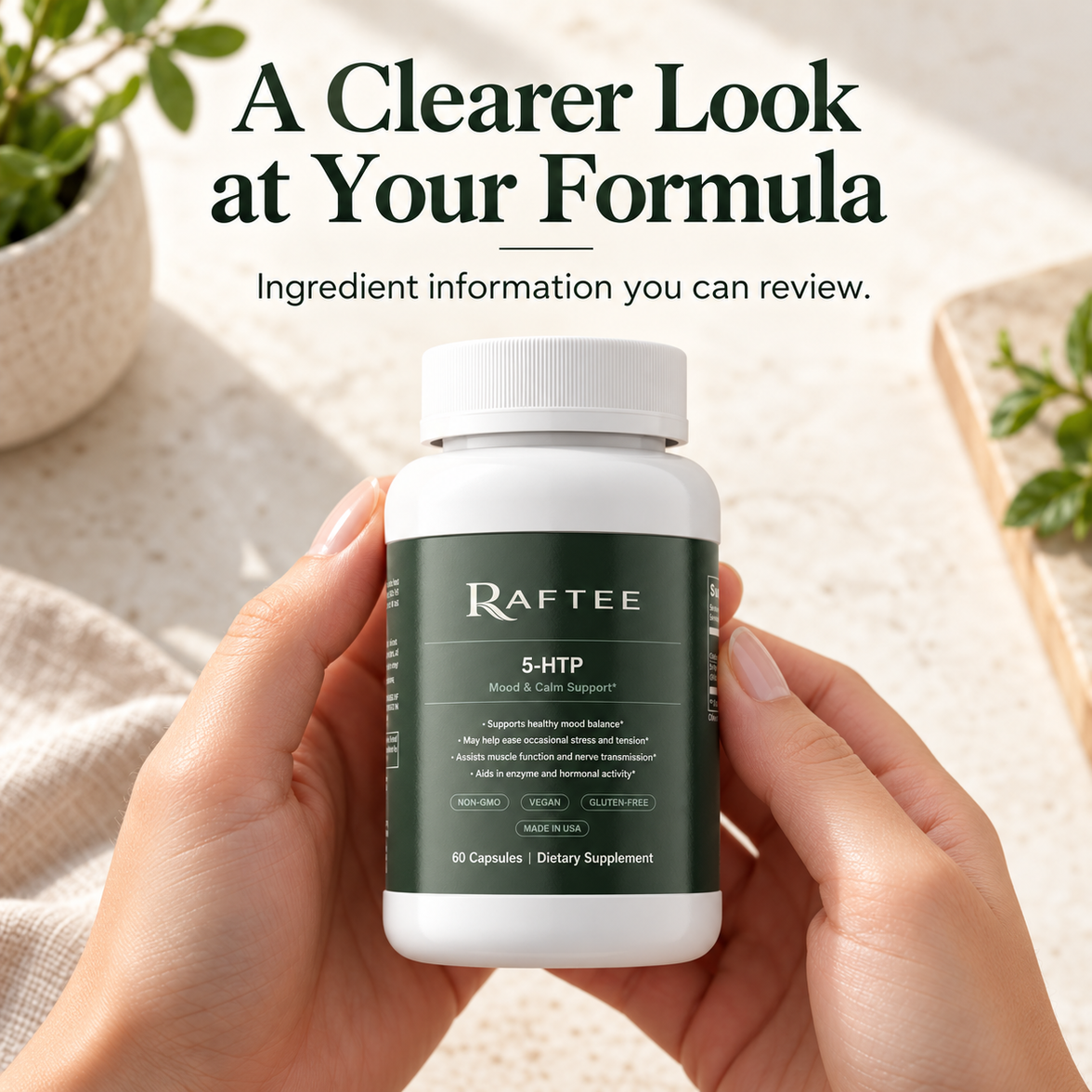 Raftee 5-HTP ingredient transparency