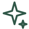 Raftee minimal sparkles outline icon