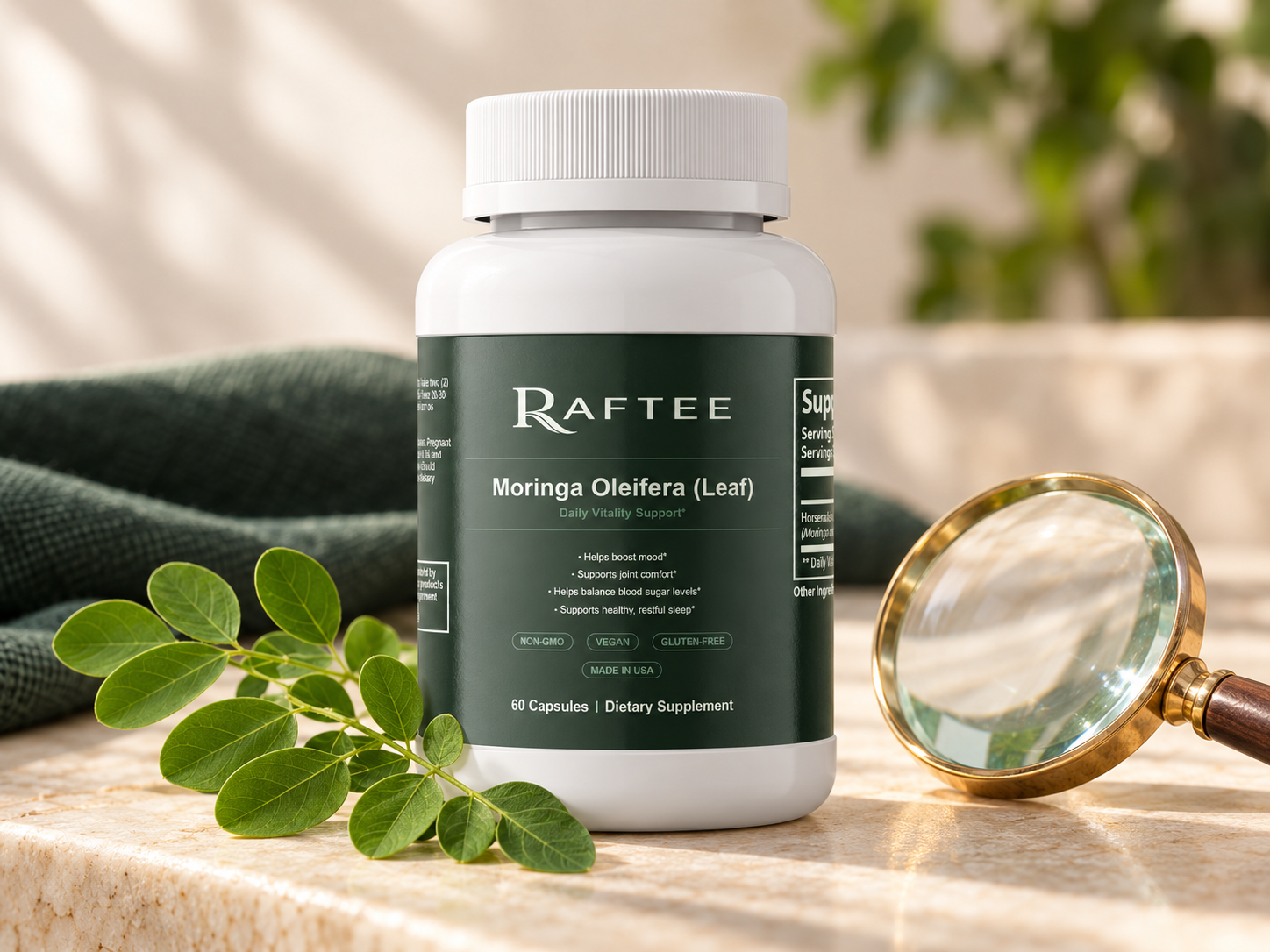 Raftee Moringa packaging and label transparency