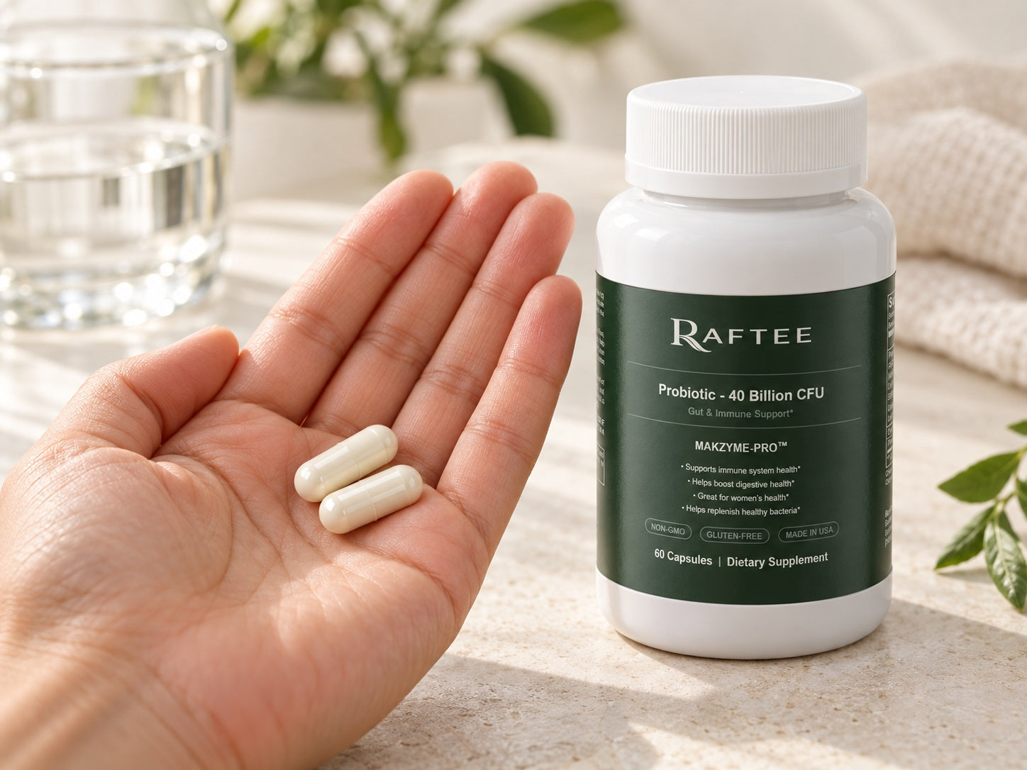 Raftee Probiotic 40 Billion two capsule serving