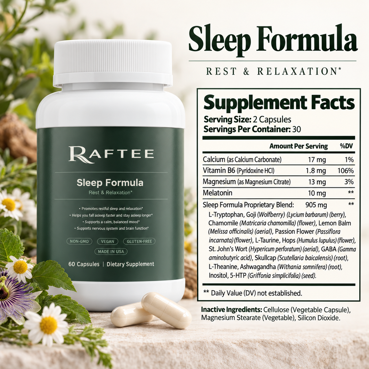 Raftee Sleep Formula Supplement Facts